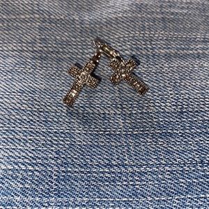 Premier design sterling silver cross earrings with clasp in back exc condition